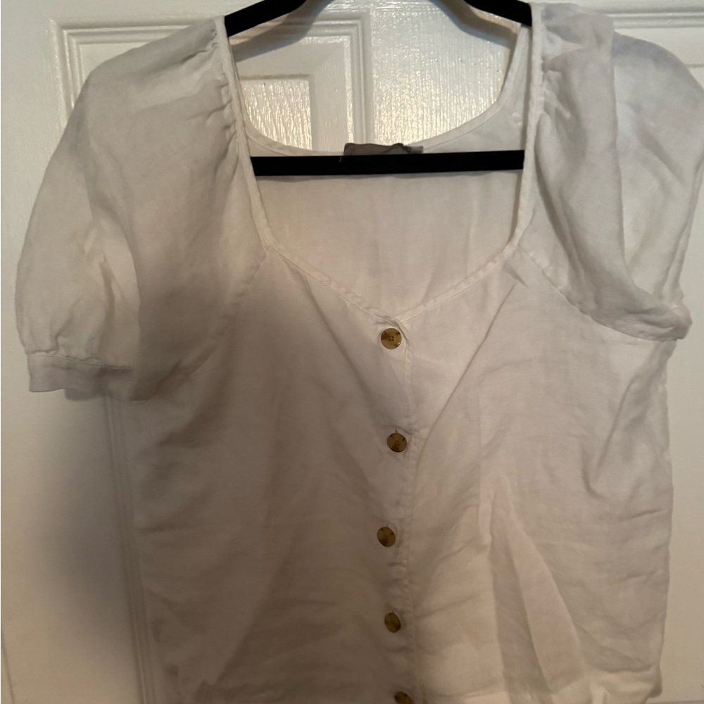 Everlane Linen Cream Button-Up Blouse